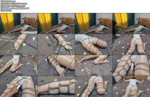 [亚洲绳艺] 亮白丝体操服捆绑在床上柳条抽大腿-丝依依