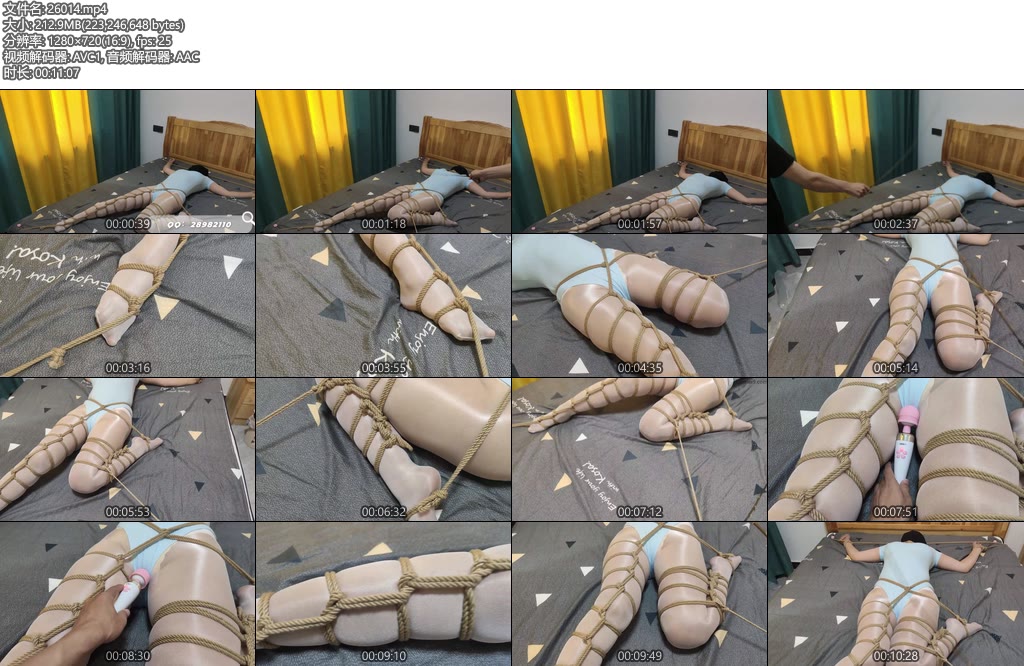 [亚洲绳艺] 亮白丝体操服捆绑在床上柳条抽大腿-丝依依