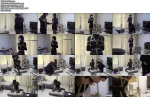 [新月原创] 红豆黑衣黑丝站立跪缚口球堵嘴口水收集-丝依依