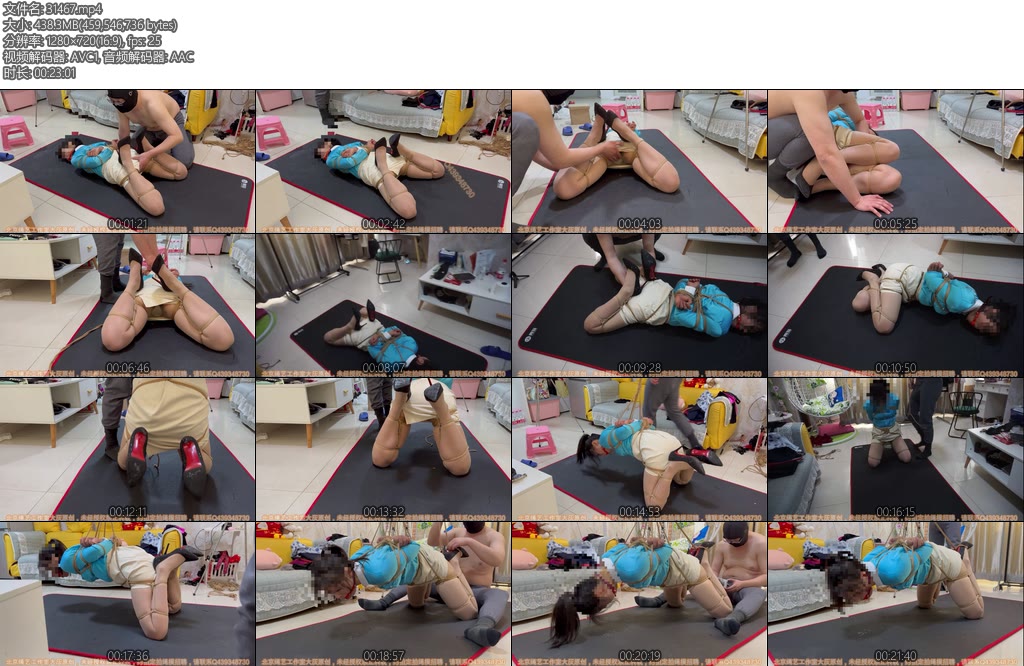 [BJ原创] 北京绳艺 大韩空姐 肉丝高跟折腿缚（2）上身吊起双膝跪地口球堵嘴口水横流呻吟声悦耳-丝依依