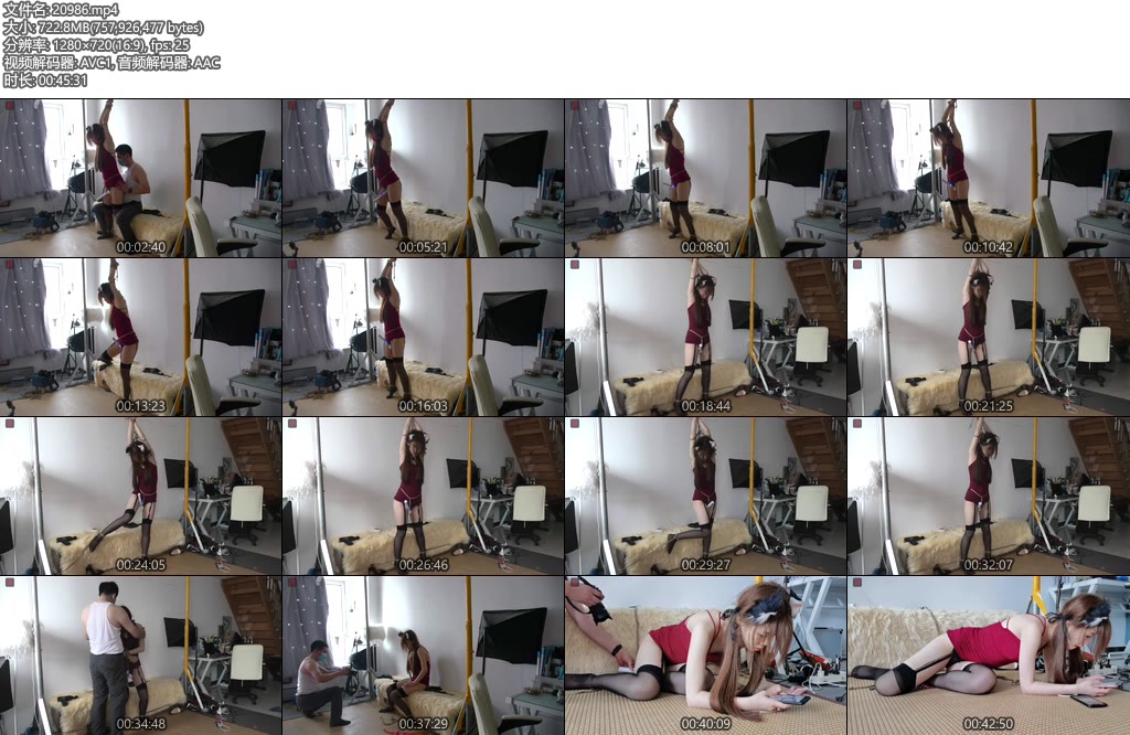 [绳之韵] 蝶儿黑丝吊带袜露背短裙（第二集）口球封堵、前手吊空房放置-丝依依