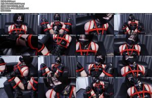 [JIOJIO原创] 黑色PU漆皮紧身衣（3）红绳M腿日式紧缚放置后T电击刚塞支架固定震动强制GC-丝依依