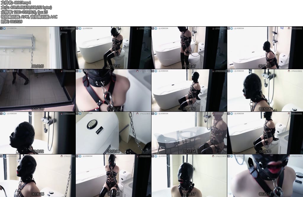 [JIOJIO原创] JIO缚馆 B2奴隶计划B2记录真实SM调教奴隶萱萱海景浴室厕奴乳胶头套假阳O型口塞 单手套锁链放置马桶拘束皮带衣乳X胶带郊狼电击强制起飞-丝依依