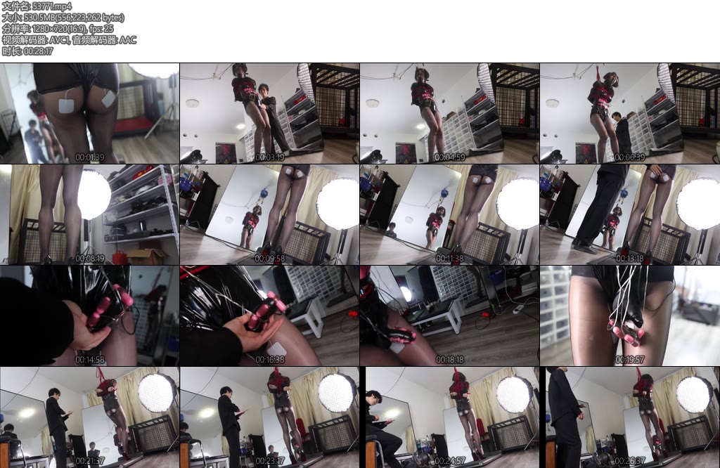 [管少原创] 伪娘管少黑丝美腿13cm高跟鞋跑步机5个超强震蛋郊狼电击5·5cm超大型封嘴马具型口球强制跑步锻炼-丝依依