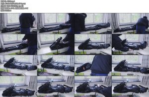 [亚洲绳艺] 乳胶衣皮带拘束驷马电击钢赛TD头套口塞-丝依依