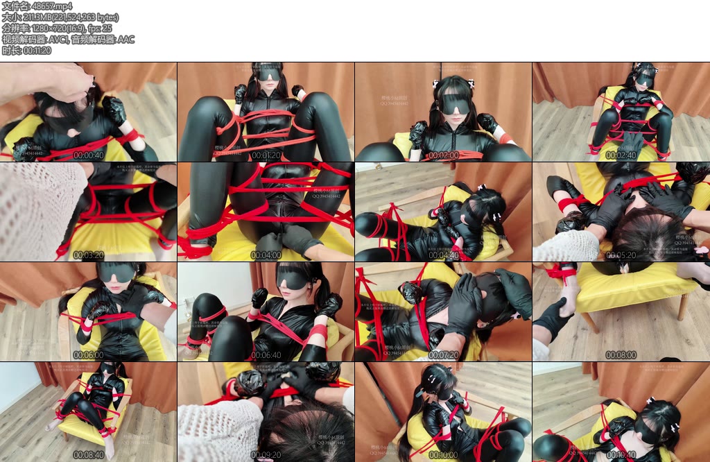 [樱桃小M] 一身黑漆皮绑在椅子上好好调教-丝依依