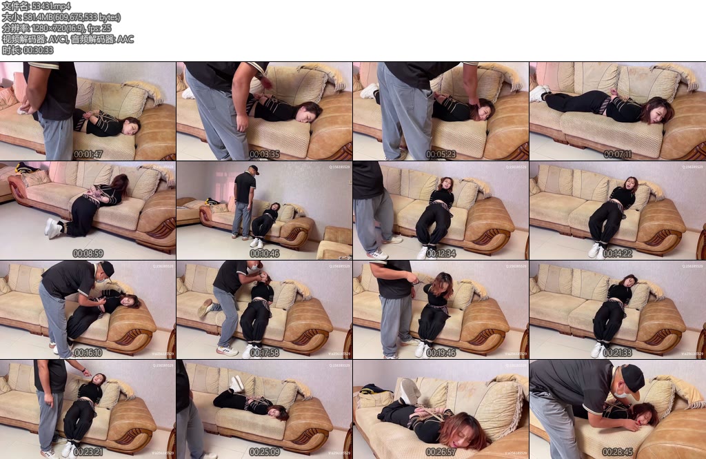 [龙飞原创] 盗窃迷晕用力卡紧脖子脚离地面捆绑逼问剪刀恐吓最后拿出毒药鹤顶红-丝依依