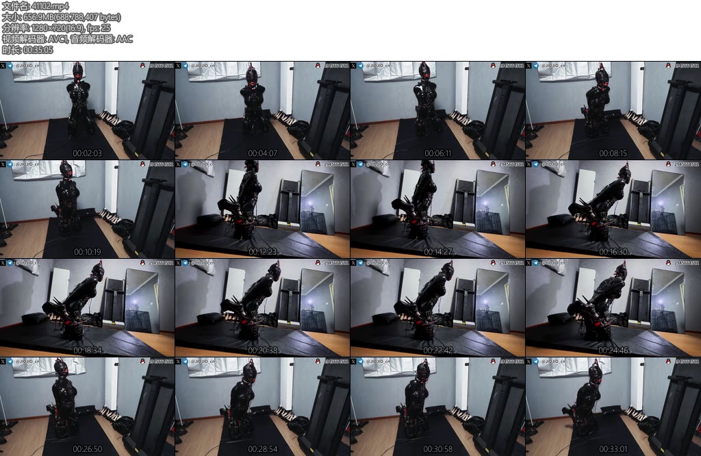 [JIOJIO原创] JIOJIO囚禁日记3双镜头乳胶人形展示囚禁单手套K9腿套拘束马具形口球吊顶强制跪立内置郊狼电击GS榨精乳胶电极片外置震动B强制CG-丝依依