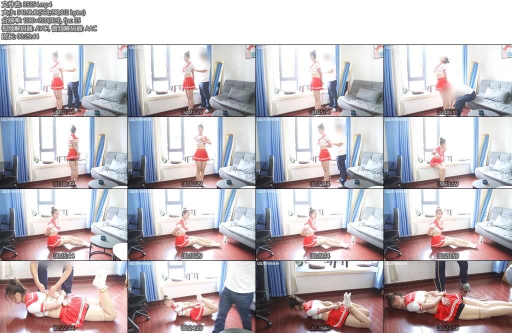 [合金弹头] 红裙小白袜妹纸胸型不错合适这套红裙学生装还是绑驷马考验妹纸柔韧-丝依依