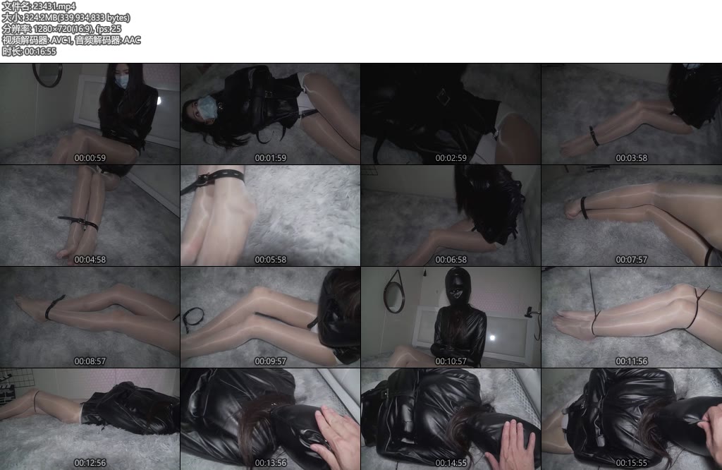 [维黎美束] 油亮长腿配拘束服头套，束缚好，今晚就这样睡吧！-丝依依