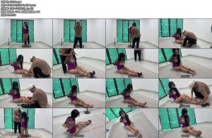 [冰悦原创] 紫红色连衣裙薄肉丝高跟鞋日式捆绑加股绳大腿膝盖小腿脚腕全身紧缚加口球丝袜胶带堵嘴-丝依依