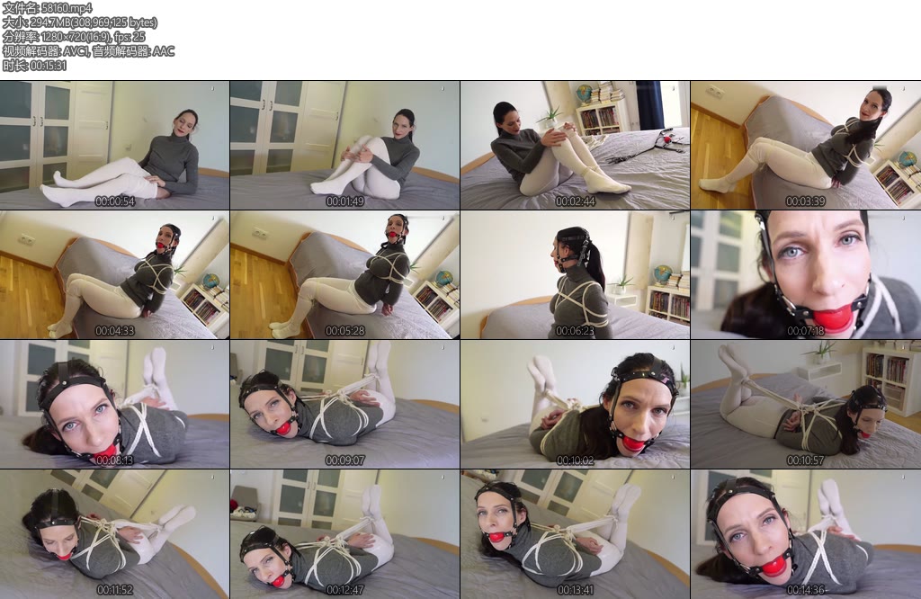 [欧美绳艺] PAULA HOGTIED AND BALLGAGGED IN WHITE RIBBED TIGHTS-丝依依