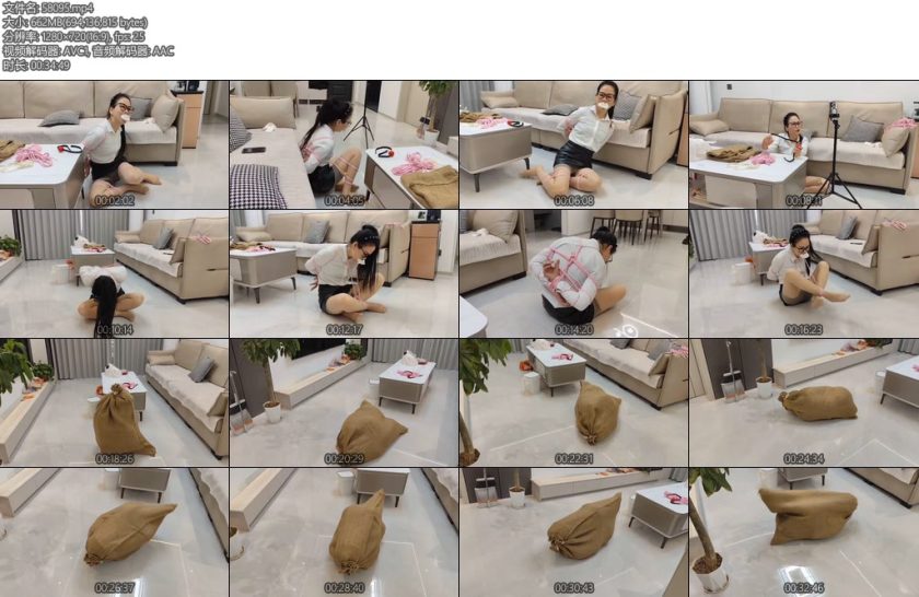 [岁月如歌] 直播女网红挑战捆绑装麻袋逃脱-丝依依