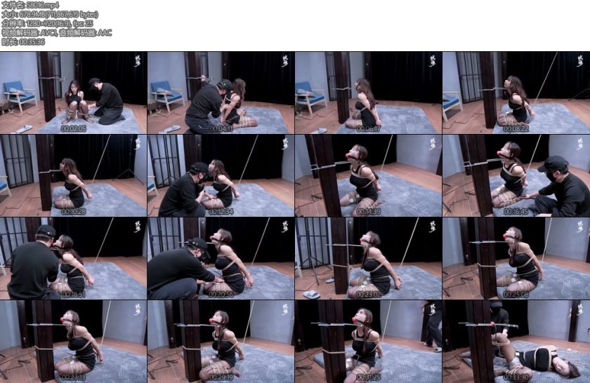 [试炼原创] 驴驴黑丝短裙折腿缚直臂卡脖器固定超大口球郊狼电击-丝依依