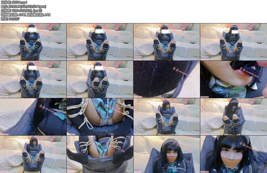 [司念念] 念念定拍jk椅子分腿紧缚放置原味袜子堵嘴口球堵嘴胶带封嘴-丝依依