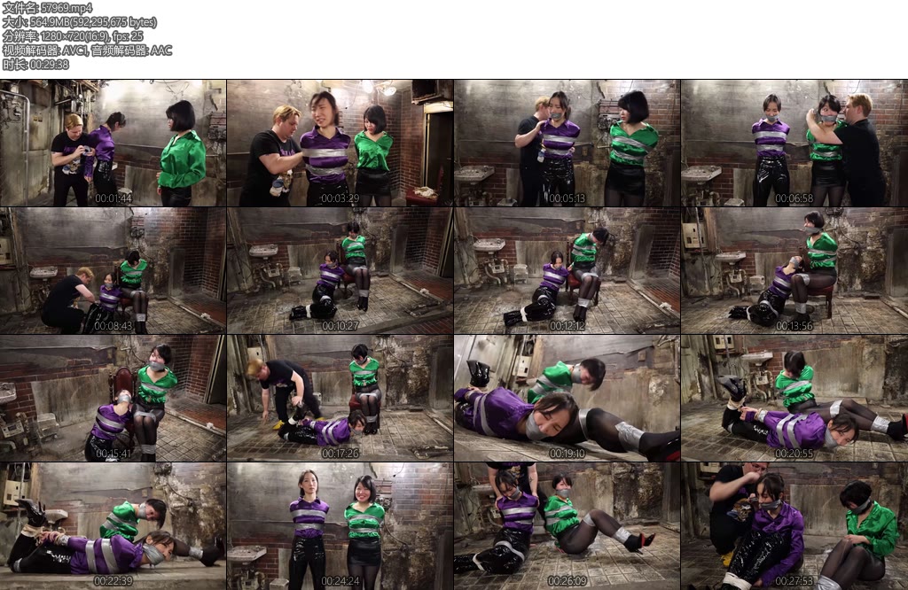 [欧美绳艺] Made in Japan CSI detectives Akane and Kanon Sugawara hogtied and tightly wraparound tape gagge-丝依依