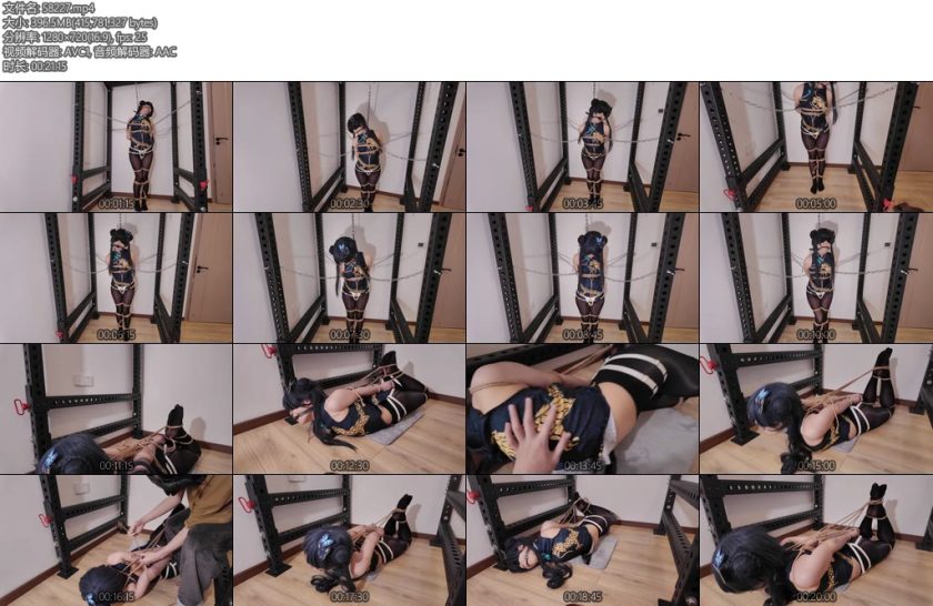 [凛凛蝶] 妃咲啵啵贝放置挣扎海砂铁链禁锢直臂驷马脚连接口球-丝依依