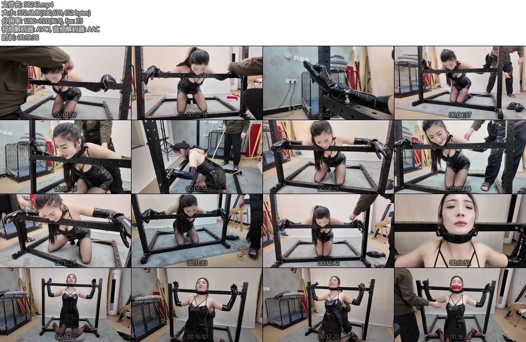 [束缘阁] 佳佳胶衣女王拘束架子玩弄-丝依依