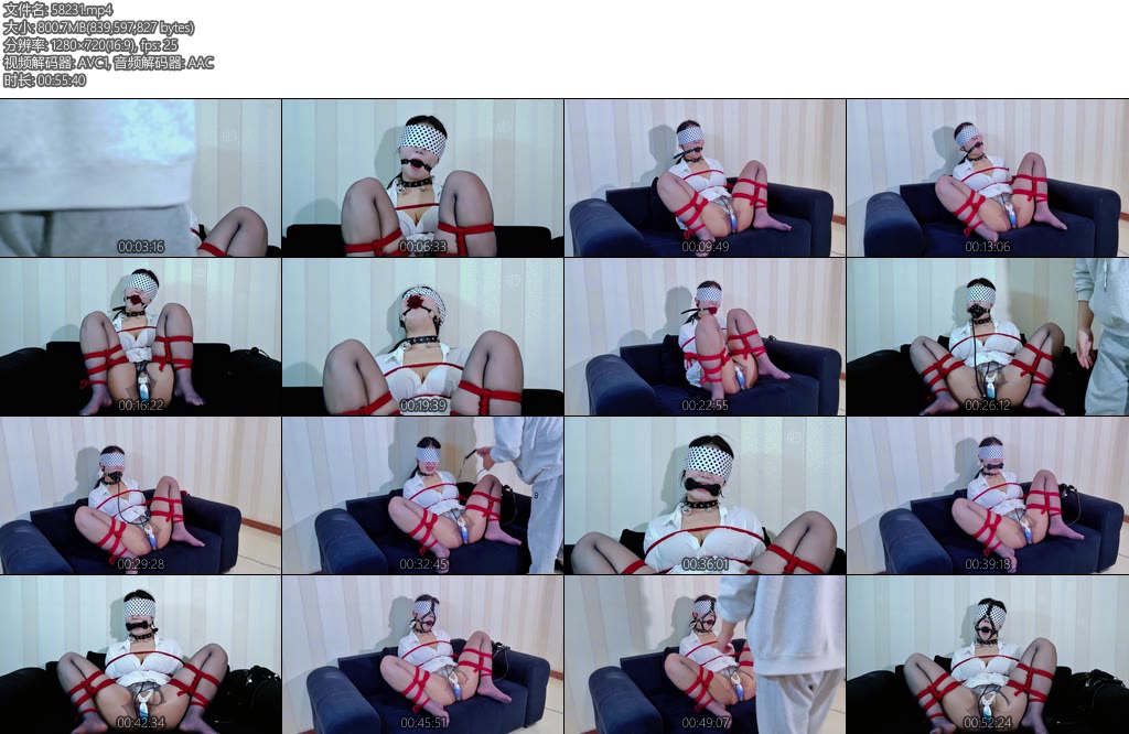 [悦感日记] 小美紧缚调教记录黑丝无内超多口球试用大量口水啵啵贝强制高C55分钟4K画质双视角第③章-丝依依