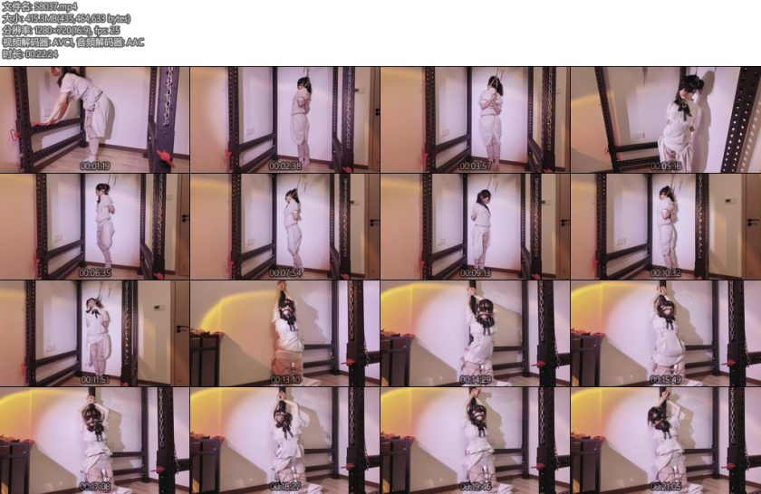 [凛凛蝶] 萝莉女奴脱缚挑战海砂—观音白丝踮脚勒脖吊缚挣脱挑战失败后被放置强高-丝依依