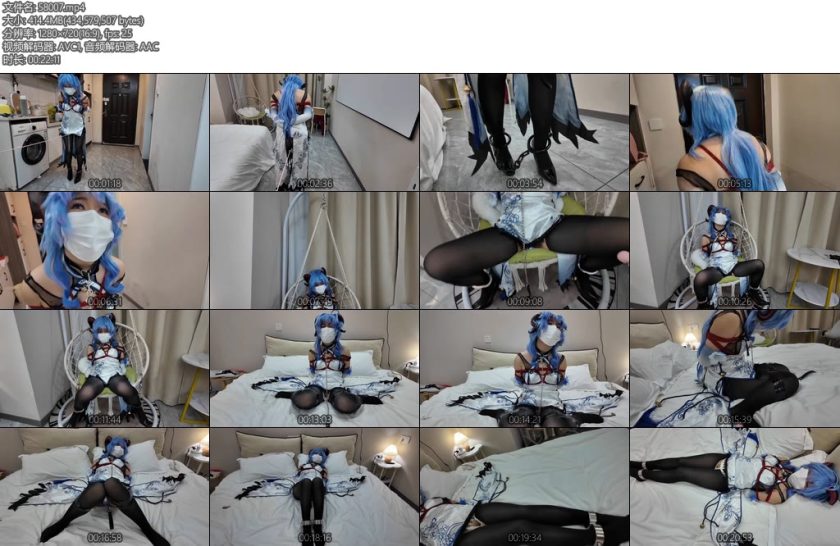 [苏苏原创] 甘雨青花瓷日式后手开档黑丝走绳折腿啵啵贝不断加大静电胶带捆绑失控模式tk强高-丝依依