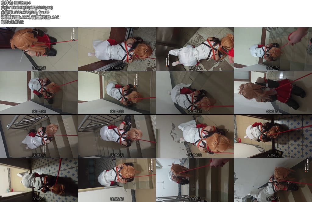 [陌苏原创] Masterk9亚丝娜COS被勒着脖子迁出去爬楼梯上天台-丝依依