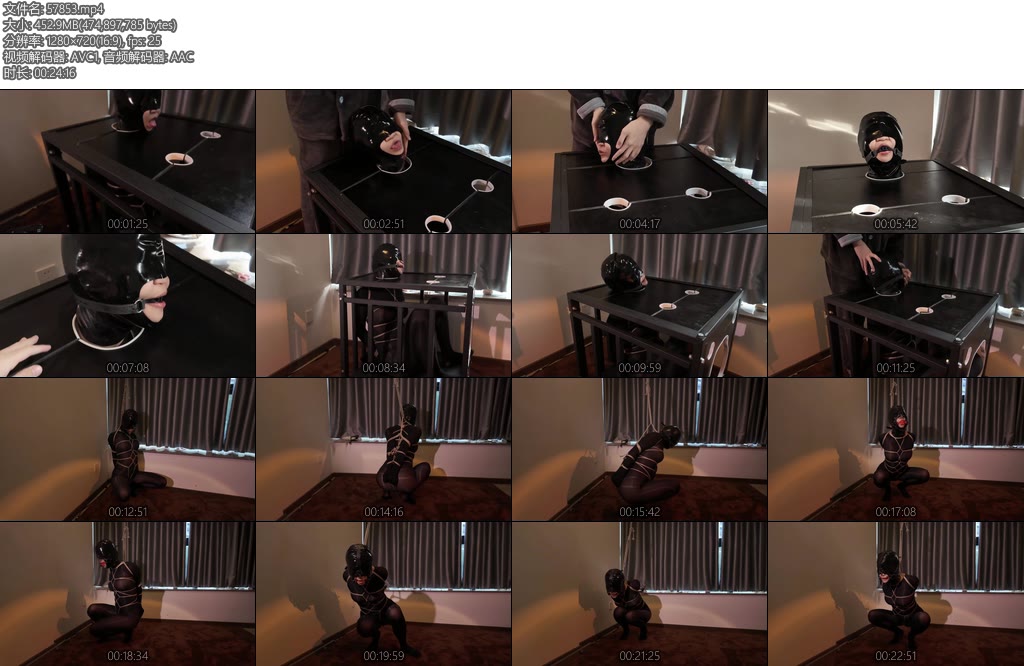 [凛凛蝶] 连体黑丝全包放置玩弄海砂乳胶头套玩弄舌头蹲姿挑战蛙跳任务-丝依依