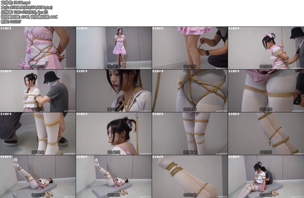 [灰太狼的羊] 原味丝袜堵嘴捆绑粉衣女仆挣扎逃脱反被吊起双脚惩罚叫喊声不断-丝依依
