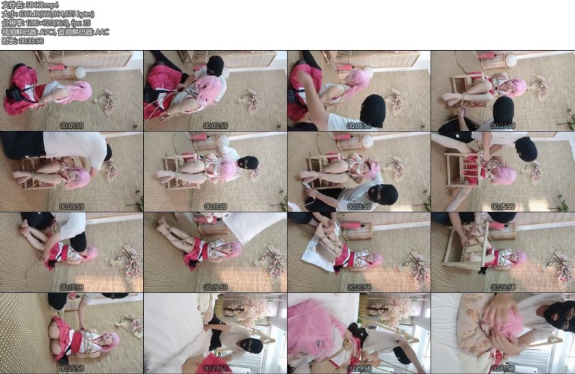 [足利茶茶丸] 原神八重COS服超紧紧缚跪缚丝袜蒙眼白丝堵嘴黑丝诱惑-丝依依