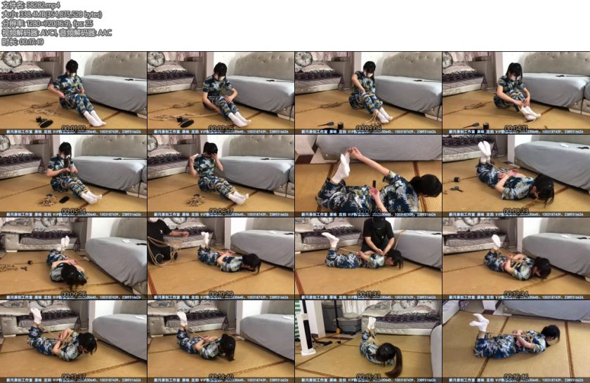 [新月原创] 荷露军训缚白袜驷马自缚蒙眼封嘴在最脆弱的时候遇到入室贼被简单制服-丝依依