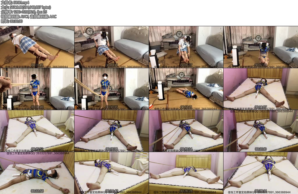 [新月原创] 佳怡工作室琳媚定拍大战紧缚男6cos春丽魔法绳子拉扯最后被大字捆起来棒棒强g-丝依依