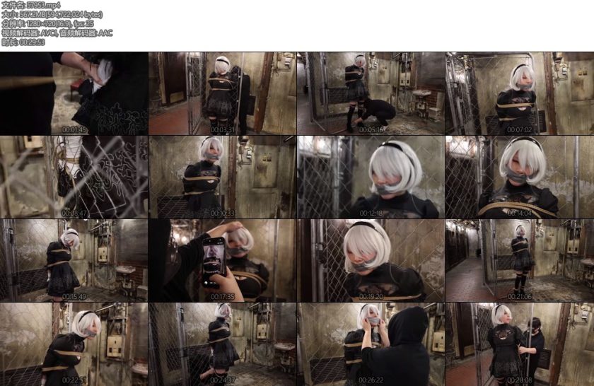 [欧美绳艺] Made in Japan Yui a videogame cosplayer tied up and gagged in an abandoned tunnel wearing her 2-丝依依