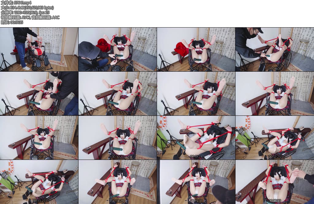 [亚洲绳艺] 轮椅拘束四脚朝天拘束调教轮椅自带棒棒固定架震动糕朝-丝依依