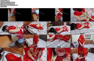 [墨色原创] 旗袍驷马震动棒强高脱内裤塞嘴模拟中式新娘被捆绑盖红盖头吃东西-丝依依