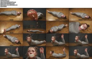 [欧美绳艺] Meloxy Tape Mummification Part 2 Struggling on the Floor and Hair to Toes Hogtie-丝依依