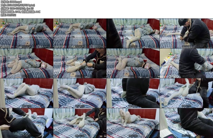 [墨色原创] 居家毛衣灰丝并腿分腿放置丝袜包头胶带缠嘴刺激下体挠手心脚心-丝依依