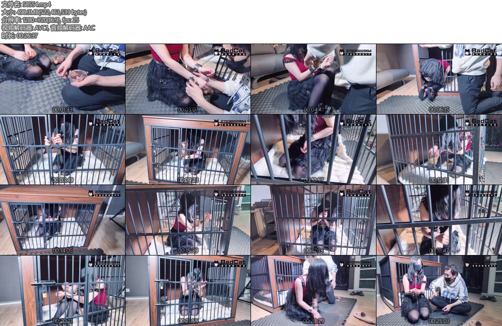[BadCat] 依依新模特依依的铁笼囚禁放置挣扎上镣铐过程挣脱尝试采访-丝依依