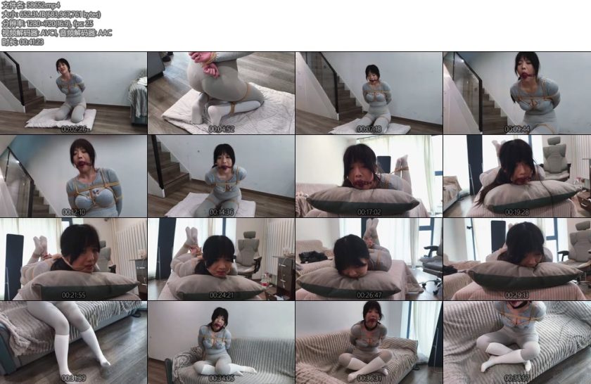 [禾一原创] 缚虐关关日式紧胸缚强制堵嘴大量口水瑜伽裤尽显身材-丝依依