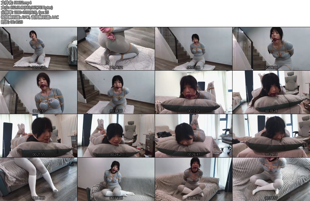 [禾一原创] 缚虐关关日式紧胸缚强制堵嘴大量口水瑜伽裤尽显身材-丝依依