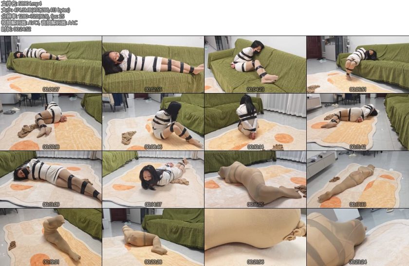 [绳心Jun] 胶带紧缚挣扎丝袜全包超紧捆绑零挣脱率模特很绝望观众很高兴-丝依依