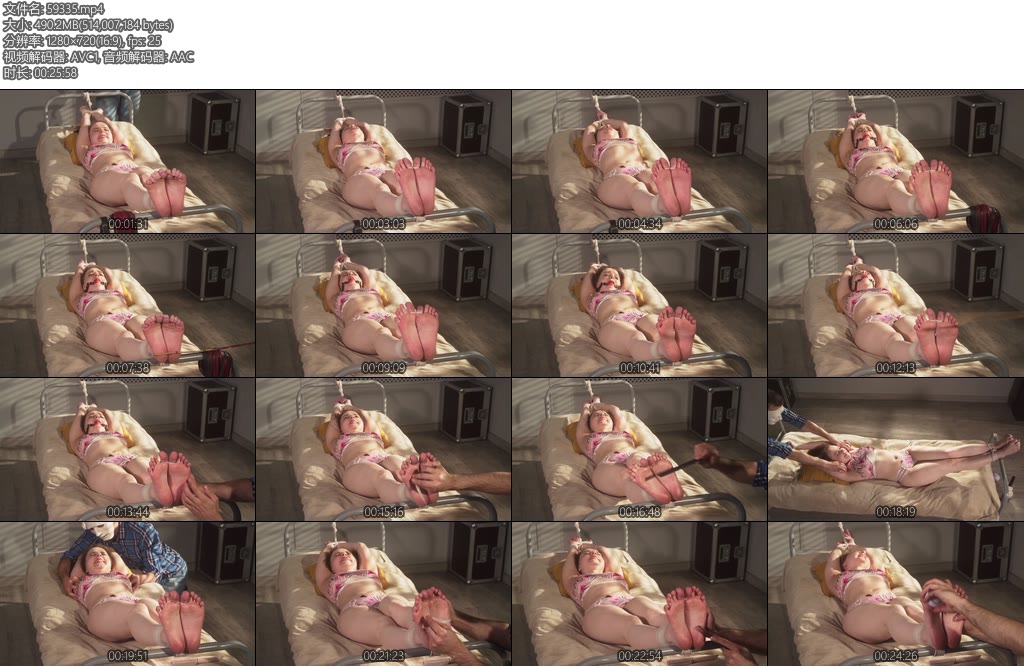 [欧美绳艺] Arina Tickling and Bastinado on the Bed-丝依依