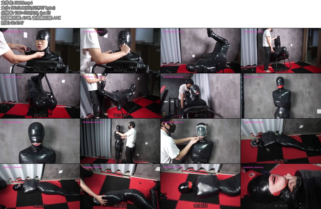 [小萌同学] 极限窒息崩溃胶带全包木乃伊呼吸控制游戏强制挣扎无助呐喊多次逼近极限-丝依依