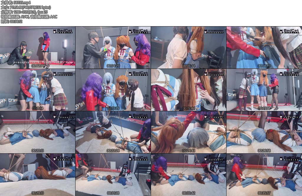 [BadCat] 诚意满满的剧情大作工作室全员出镜妙妙咲希依依雪碧EVA系列明日香的羞耻矫正特训咲希COS凌波丽伪娘雪碧再次出演明日香紧缚吊绑震动棒羞耻刺激驷马挣扎羞辱-丝依依