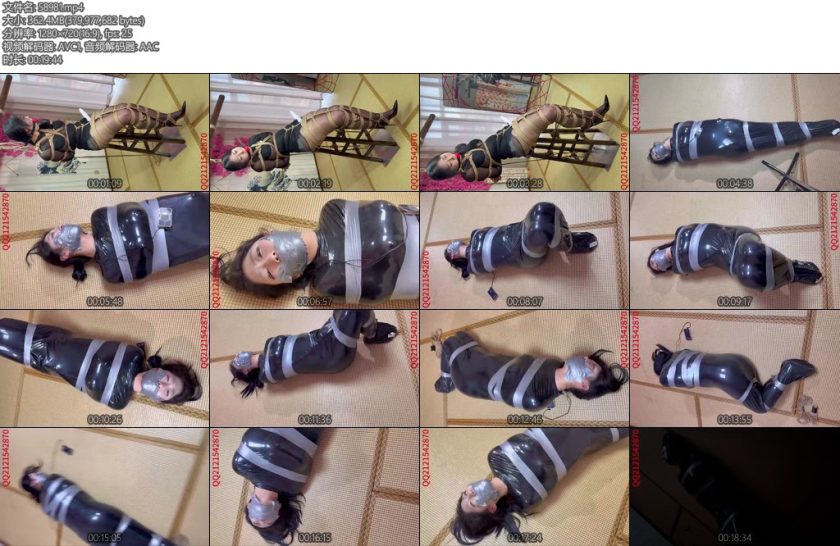 [悦感日记] 小美蛇系胶带捆缚睡袋6cm大直径口球堵嘴无内凸点关灯放置过夜-丝依依