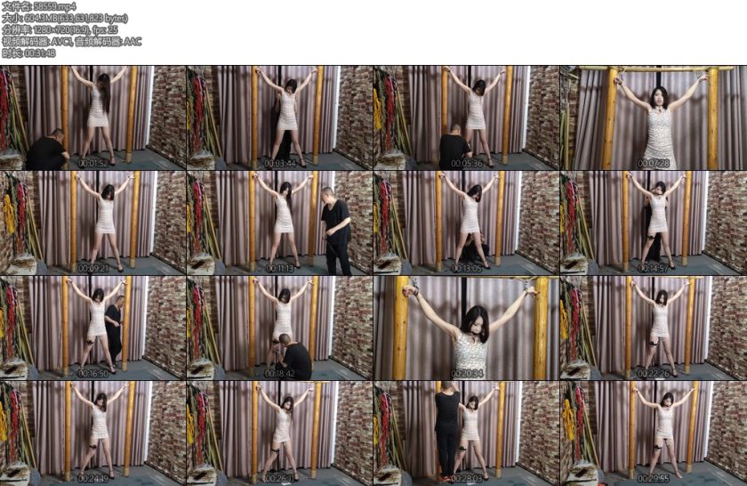 [随心原创] 杨蕊郊狼极限火字型吊铐拷问粉色旗袍女烈-丝依依