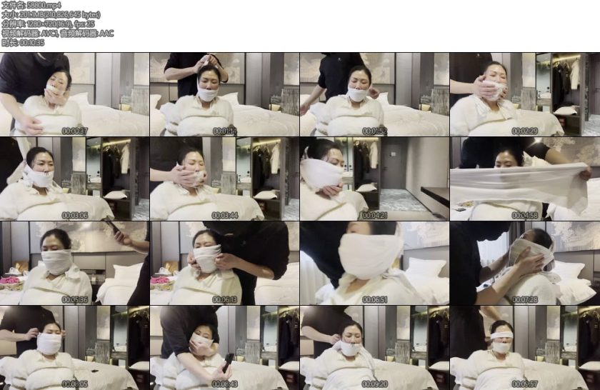 [爱堵之人] 小M捆缚多种白布严密多重堵嘴蒙面详细过程作品-丝依依