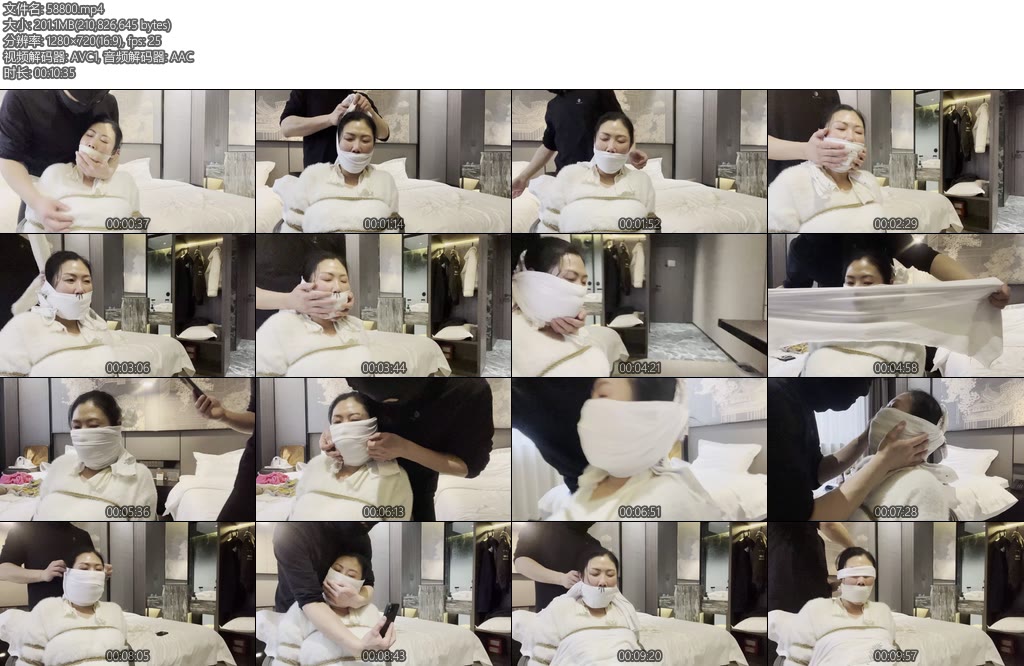 [爱堵之人] 小M捆缚多种白布严密多重堵嘴蒙面详细过程作品-丝依依