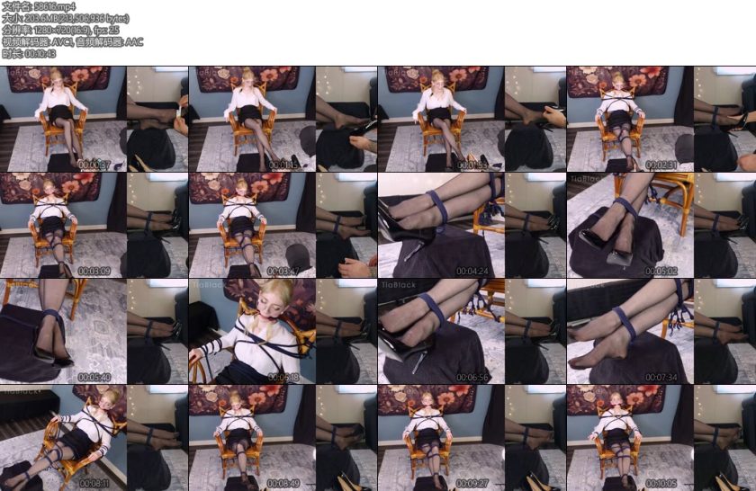[欧美绳艺] Split Screen Bossy Customer Gets Tied Up Gagged, Shoe Try On-丝依依