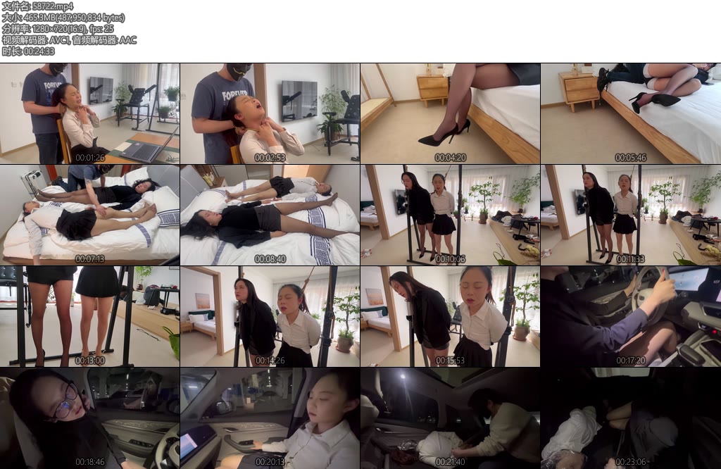 [束人映像] 姐妹坠落虐杀深渊迷晕锁喉绞刑保鲜膜窒息三段情节三组场景三种刑法-丝依依