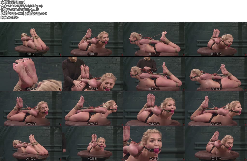 [欧美绳艺] Topless Kristina is hogtied on the turntable Hottie in a bondage pleasure-丝依依